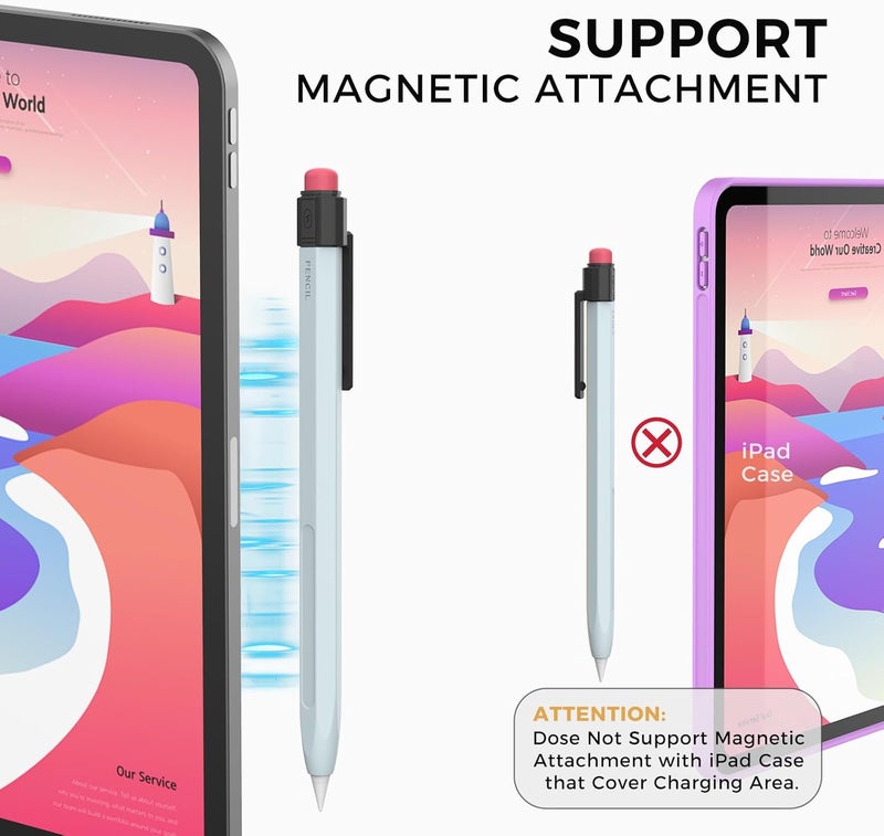 TRONWIN Apple Pencil Pro Case for Apple Pencil 2nd Generation Sleeve Silicone Cover Perfect Grip Skin Classic Design with Sturdy Clip Compatible with Apple Pencil 2 for ipad pro (Sky Blue) - Image 3